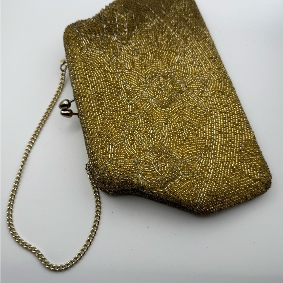 Two Vintage Seed Bead Gold And Silver Small Purse - Clutch Bags Handmade - Picture 8 of 11